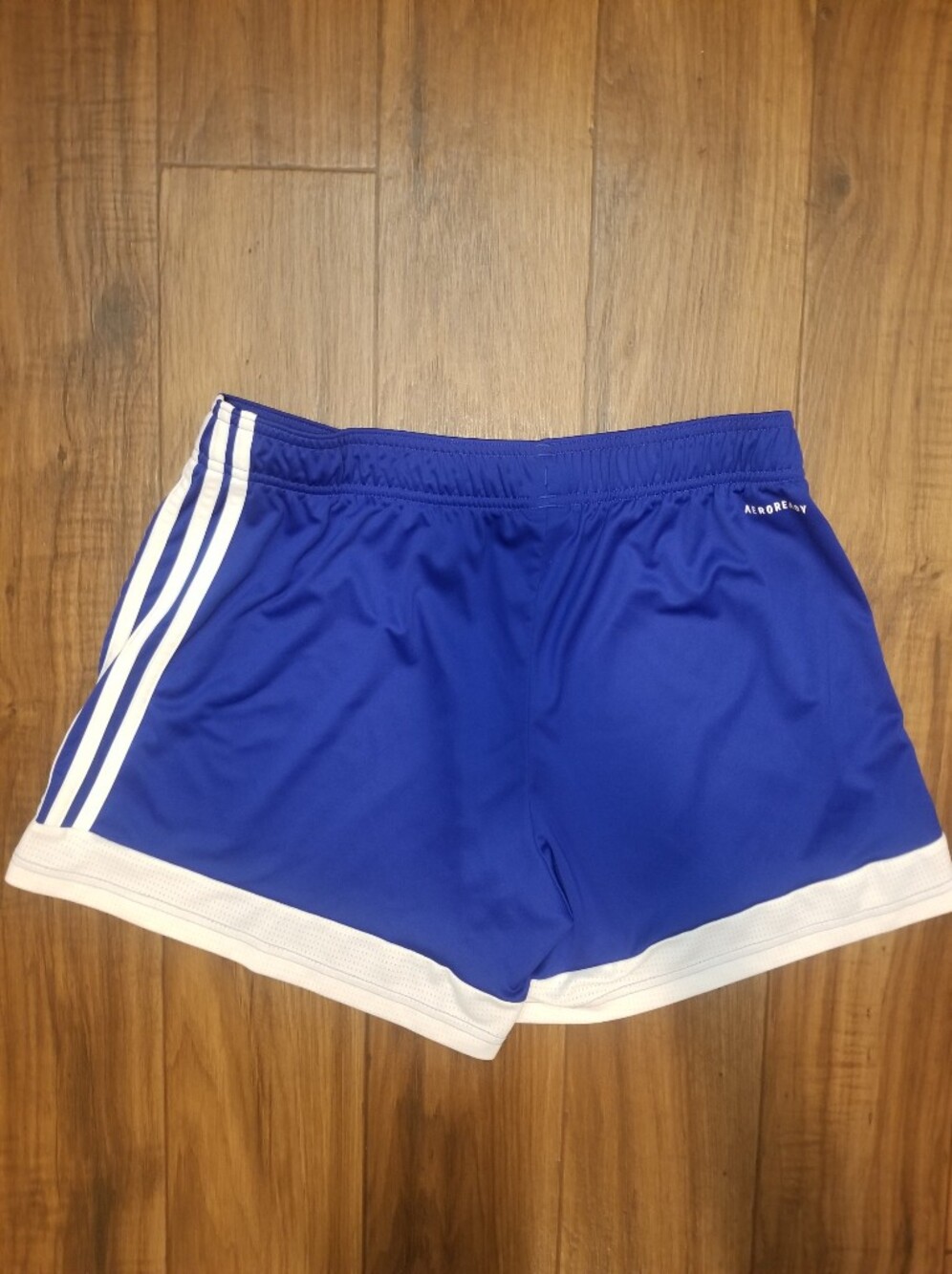 Addidas Blue Women's Athletic Shorts with White Trim